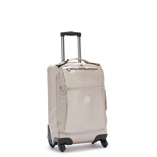 Kipling Darcey Small Metallic Carry-On Rolling Koffers Beige | BE 1743VR